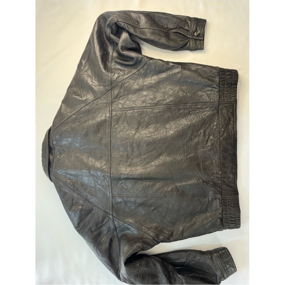 Pierre Cardin Leather Bomber Jacket XL Mens Black Excellent Vintage Quilted - Picture 14 of 16